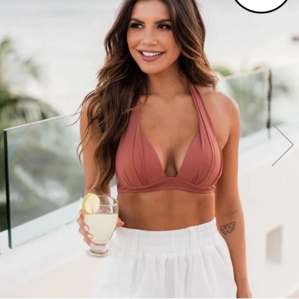 Pink Lily Terracotta Two Piece Bikini Size Large